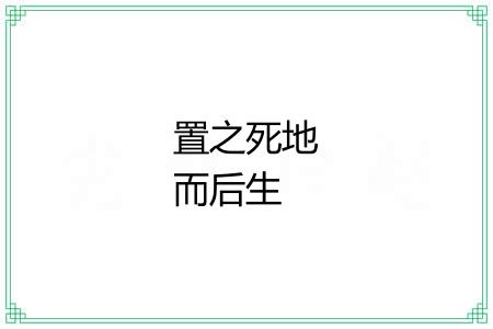 置之死地而后生 置之死地而后生
